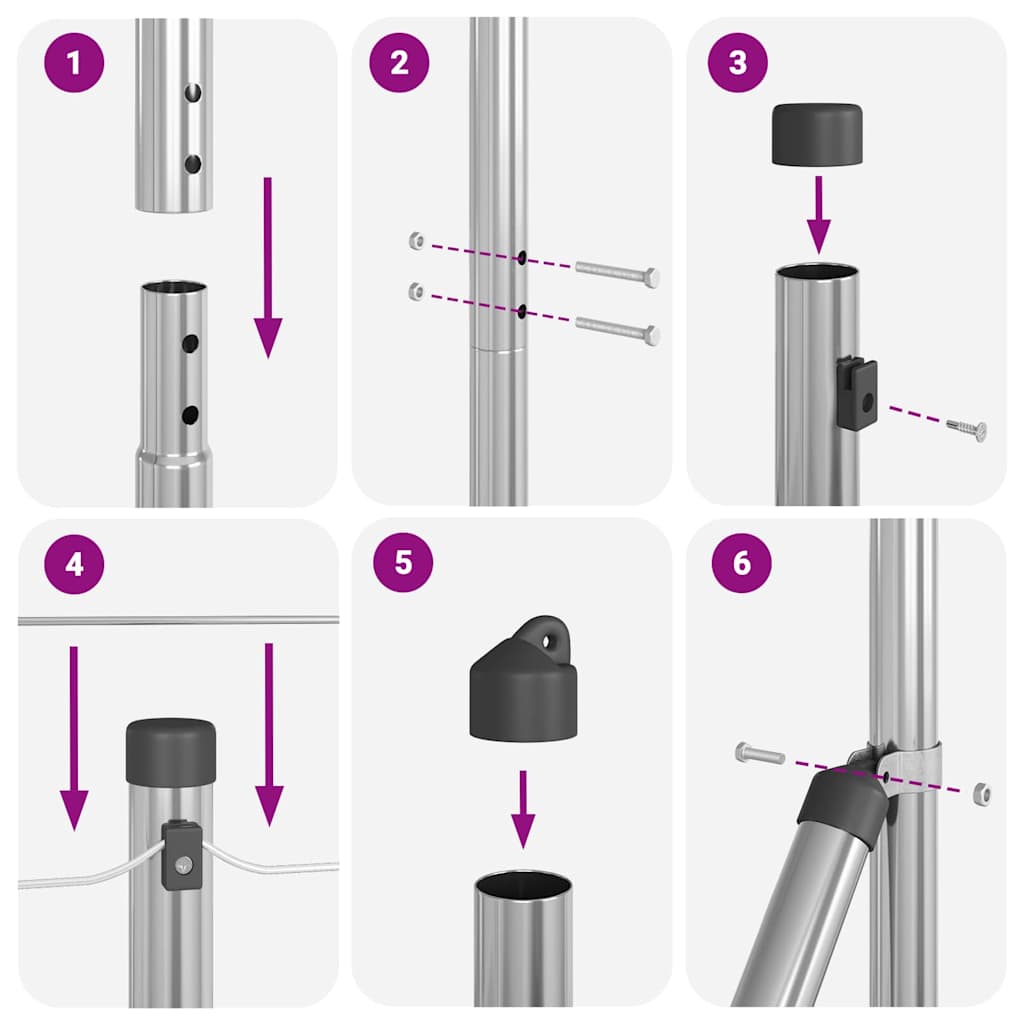 Tvorelės stulpas 7 pcs Sidabro Plienas
