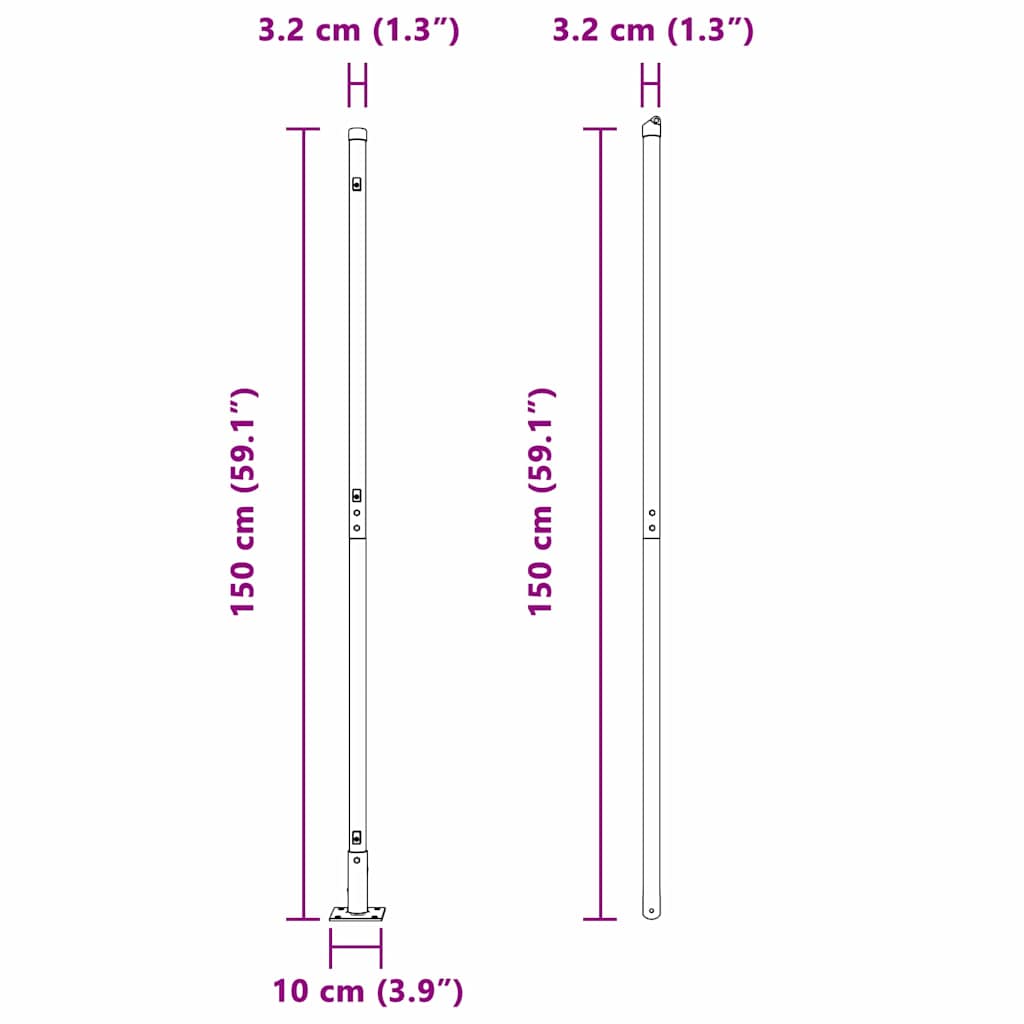 Tvorelės stulpas 7 pcs Sidabro Plienas