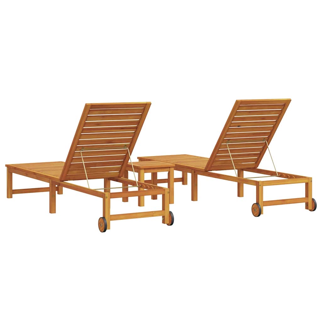 Saulės gultas 3 pcs Ruda Kietos akacijos mediena