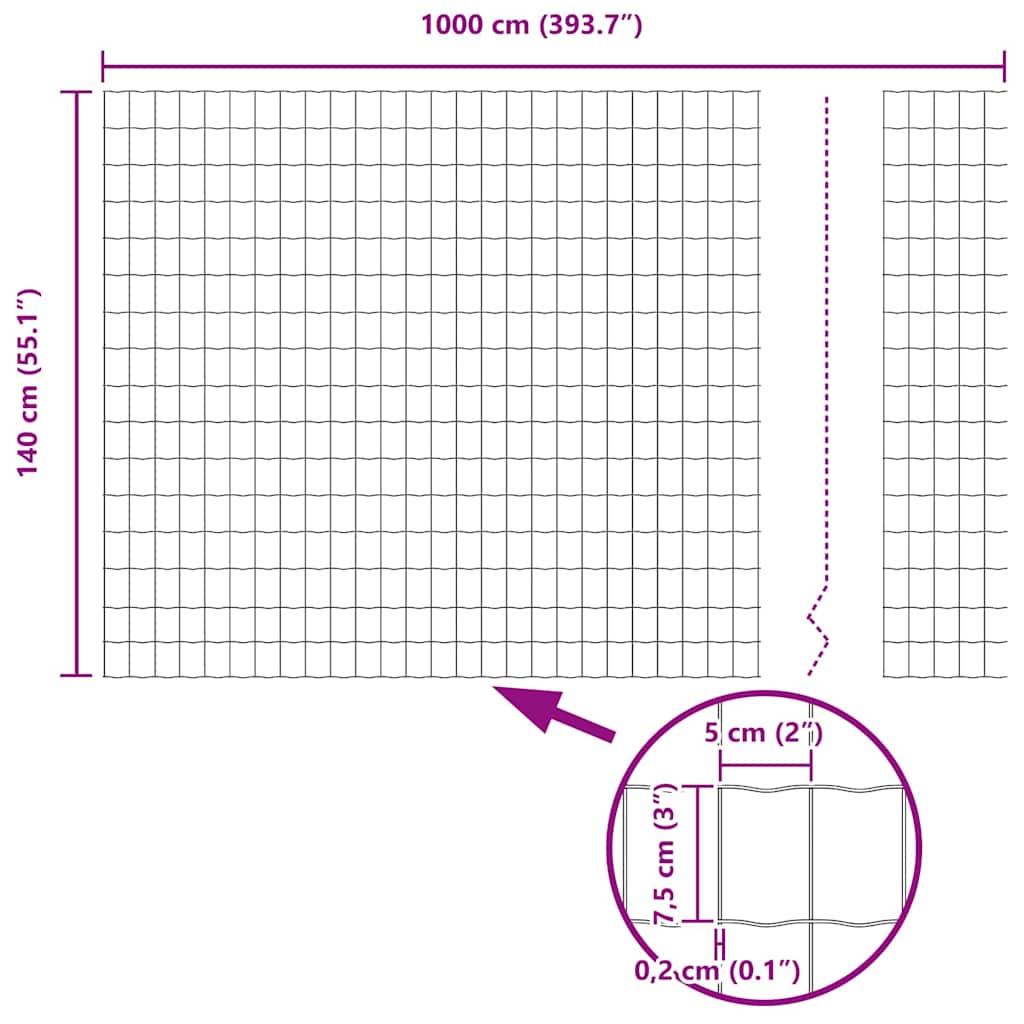 Euro Fence Silver 1.4 x 10 m Hot-Dip Galvanized Iron