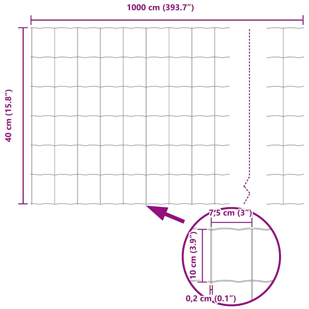 Euro Fence Silver 0.4 x 10 m Hot-dip galvanized iron