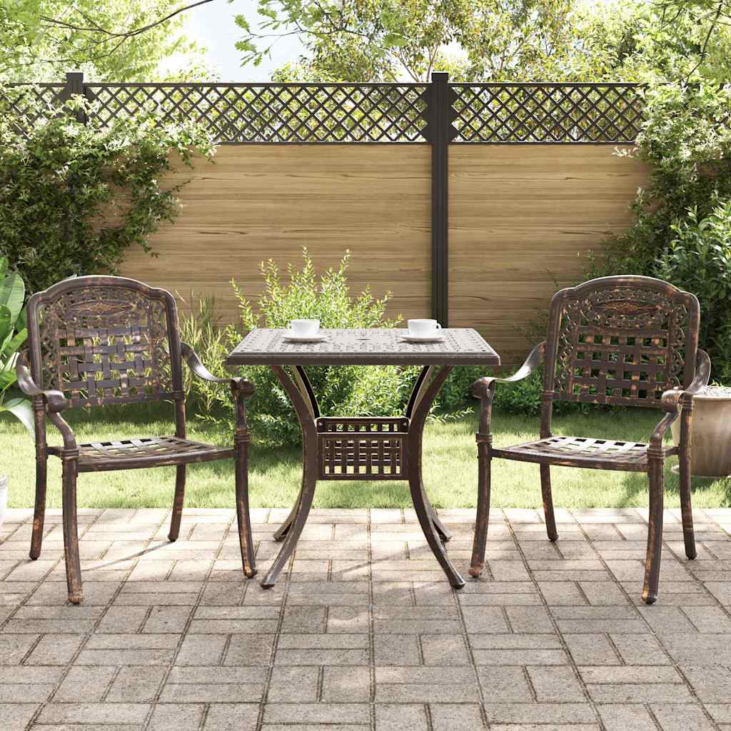 Garden Table Set 3 pcs Bronze Cast Aluminum