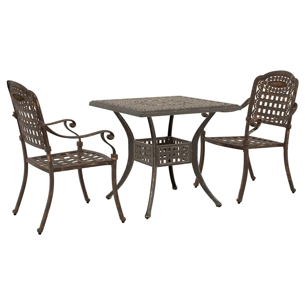Garden Table Set 3 pcs Bronze Cast Aluminum