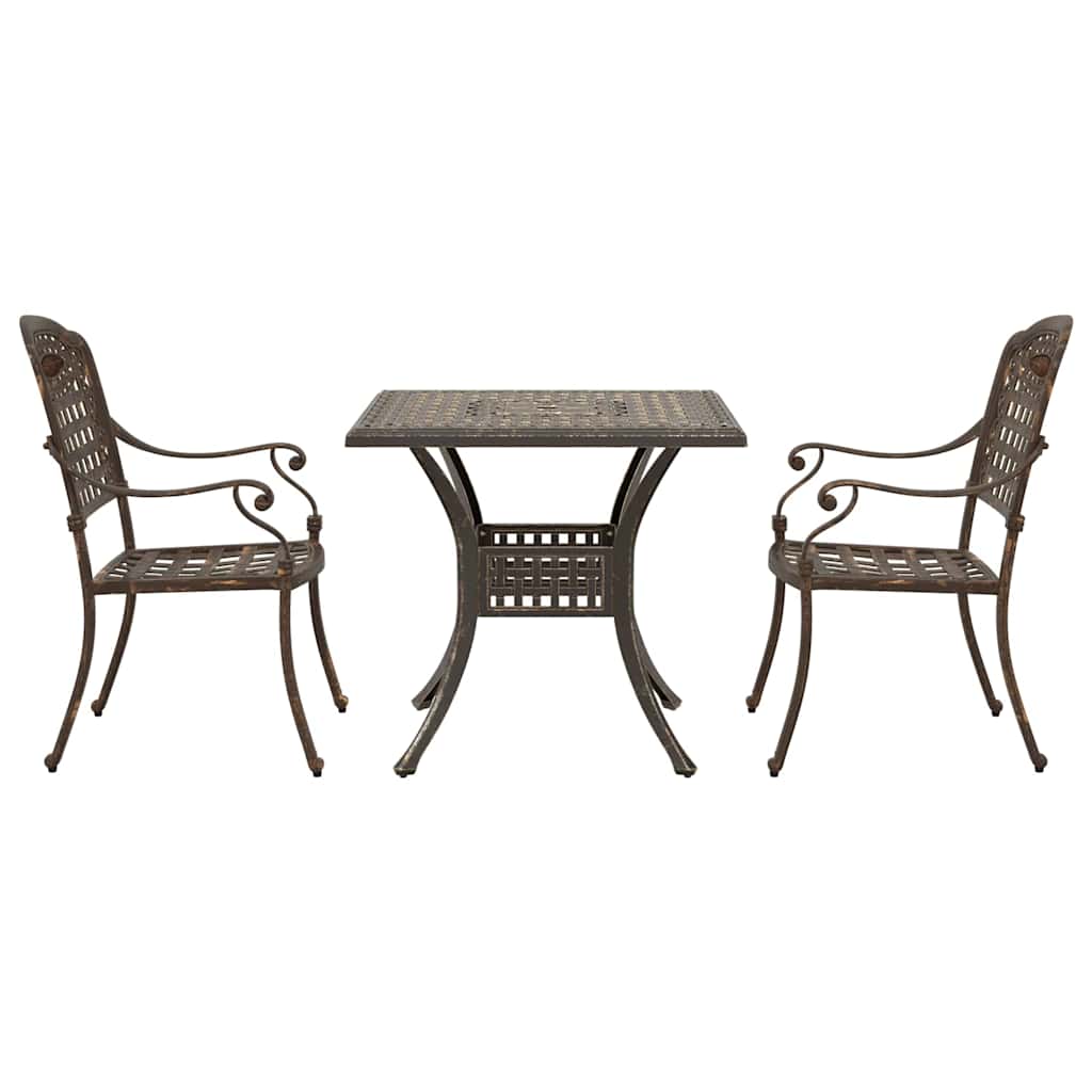 Garden Table Set 3 pcs Bronze Cast Aluminum