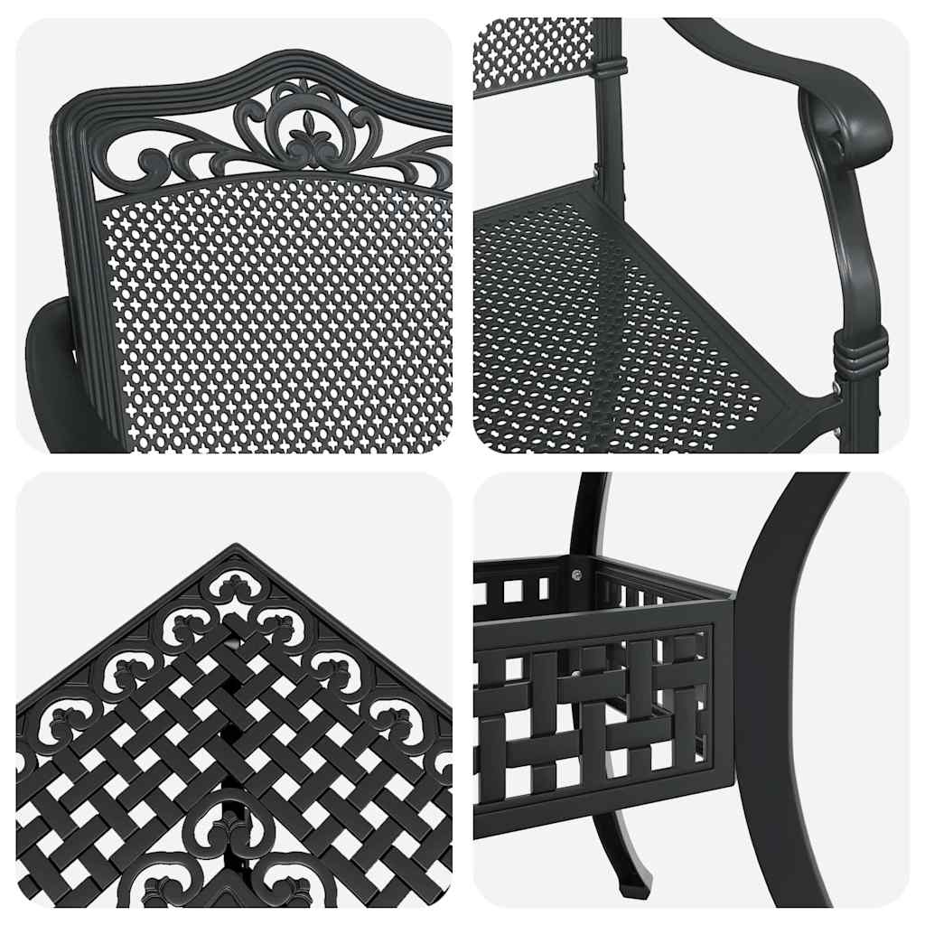Garden Dining Set 5 pcs Black Cast Aluminium