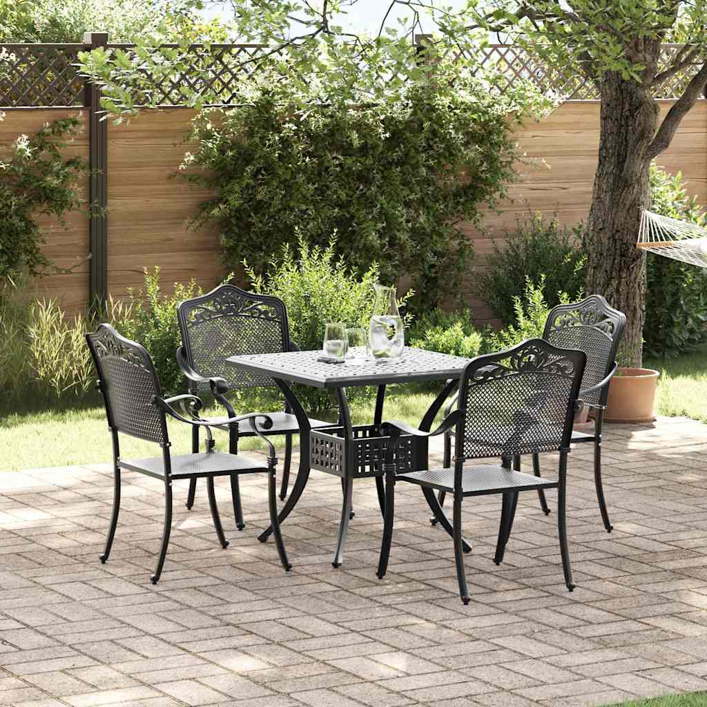 Garden Dining Set 5 pcs Black Cast Aluminium