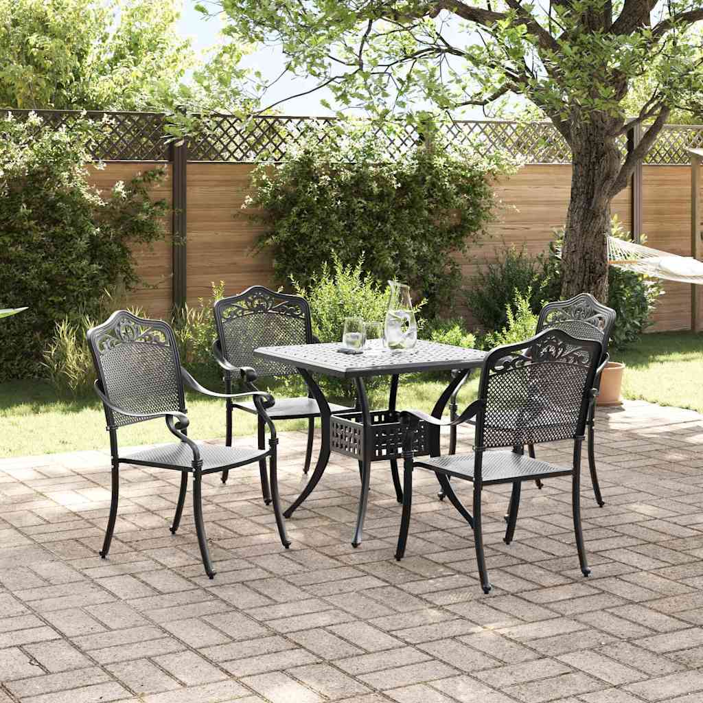 Garden Dining Set 5 pcs Black Cast Aluminium