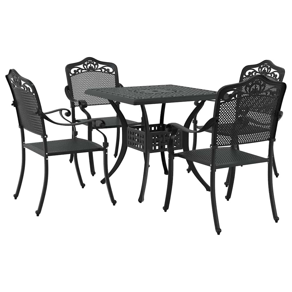 Garden Dining Set 5 pcs Black Cast Aluminium