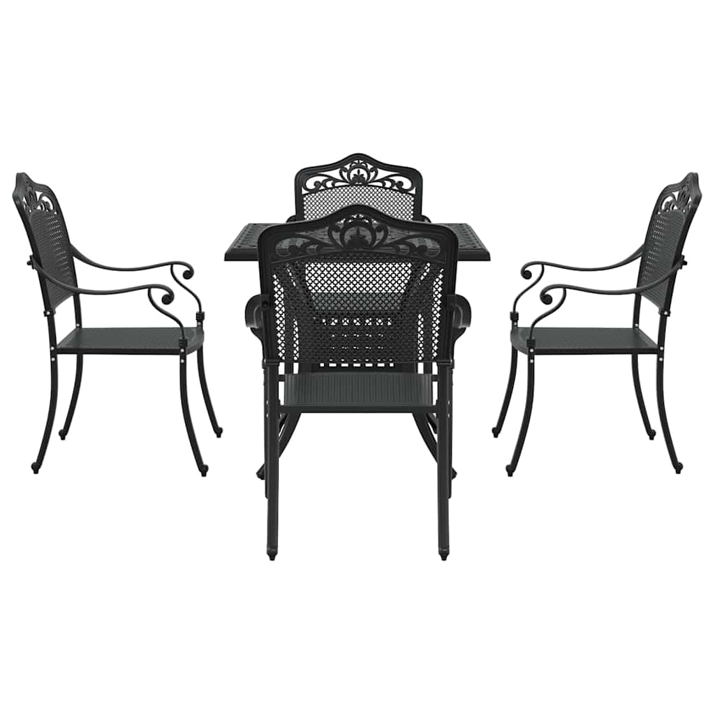 Garden Dining Set 5 pcs Black Cast Aluminium