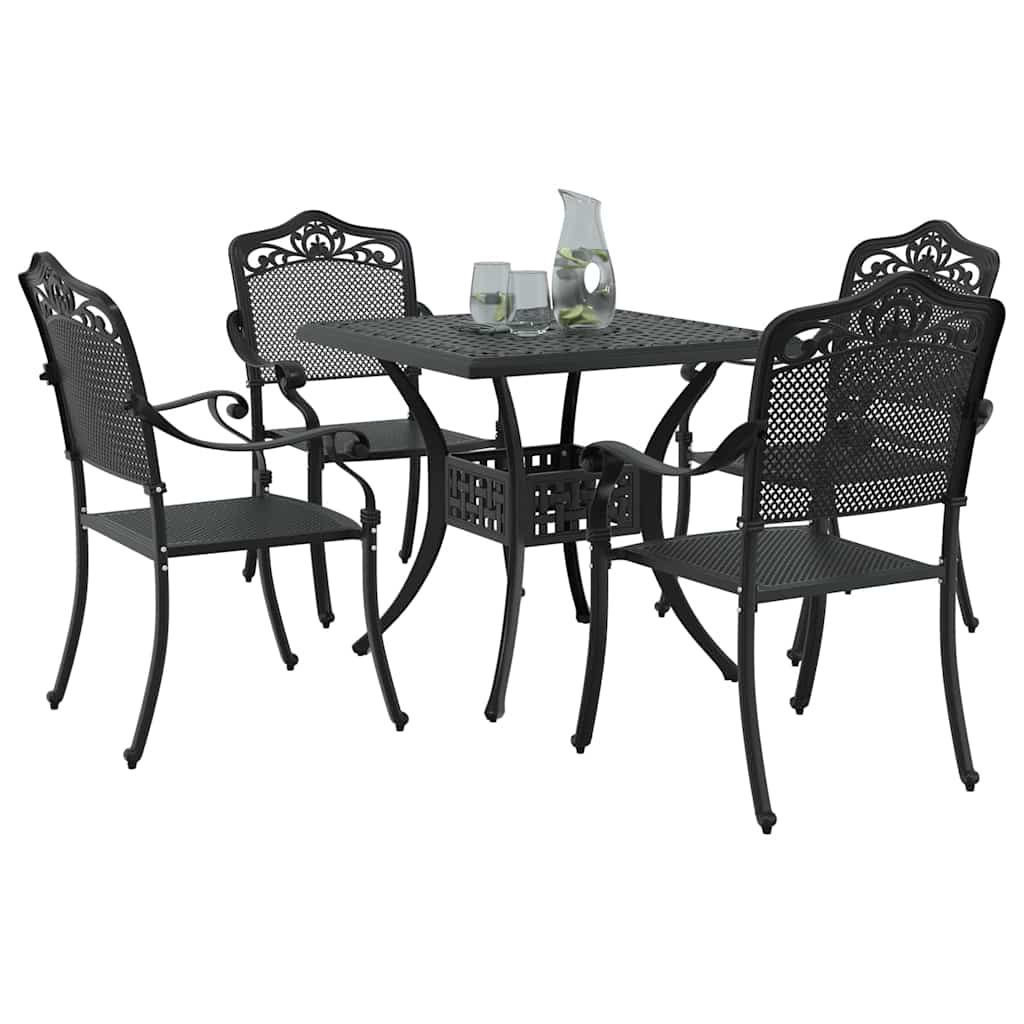 Garden Dining Set 5 pcs Black Cast Aluminium