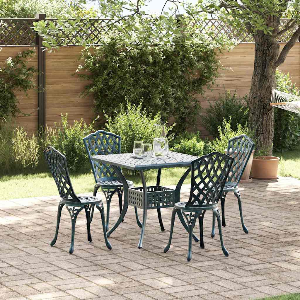 Garden Dining Set 5 pcs Green Cast Aluminum