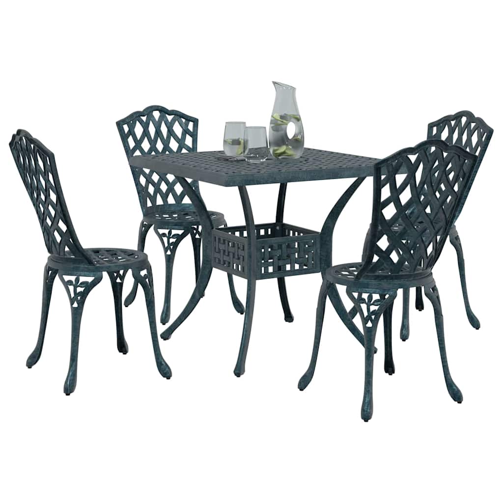 Garden Dining Set 5 pcs Green Cast Aluminum