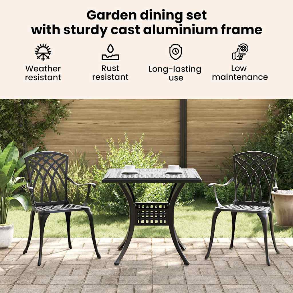 Sodo stalo komplektas 3 pcs Juoda Liejamasis aliuminis
