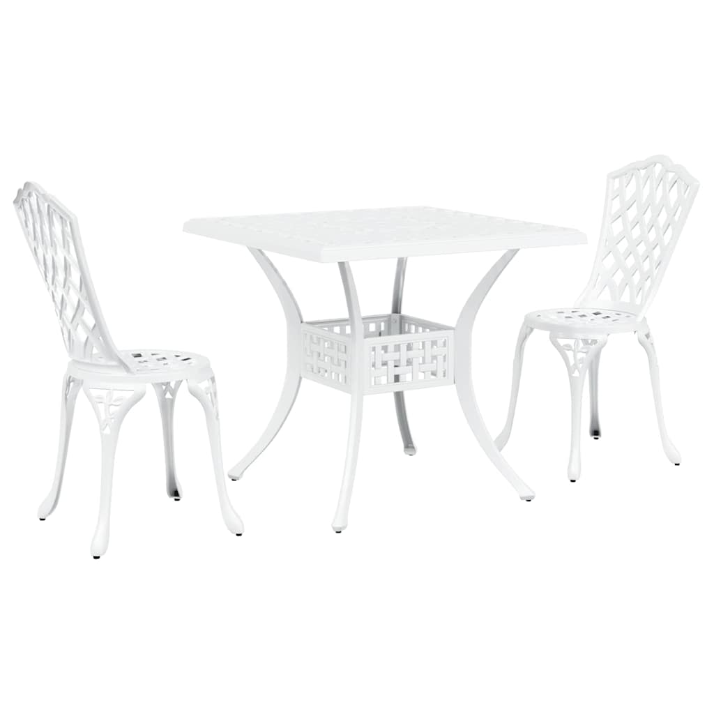 Dārza galda komplekts 3 gab. balts, liets alumīnijs