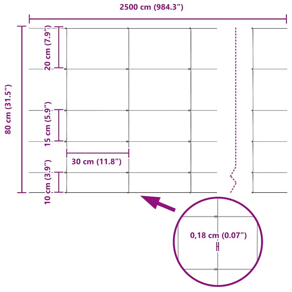 Ganyklų tvora Sidabro 25 x 0,8 m Galvanizuotas plienas