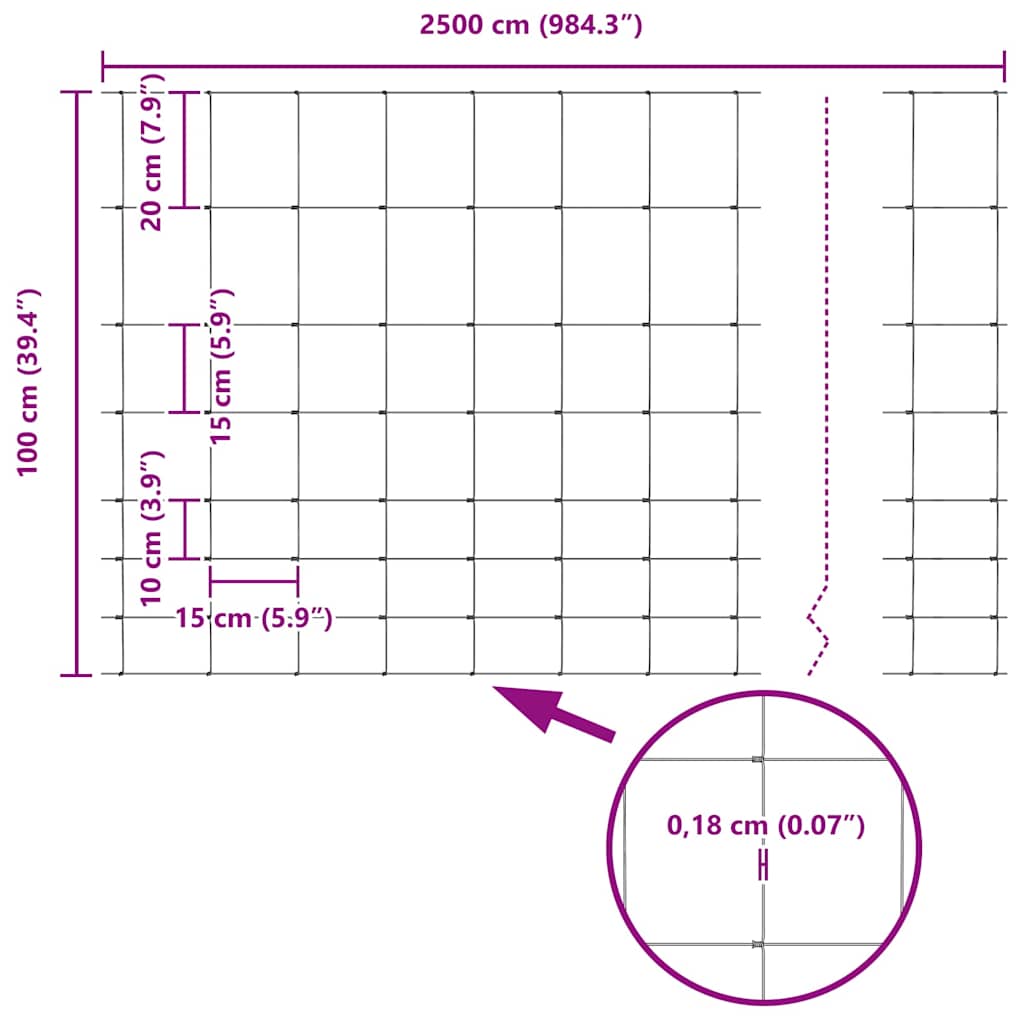 Ganyklų tvora Sidabro 25 x 1 m Galvanizuotas plienas