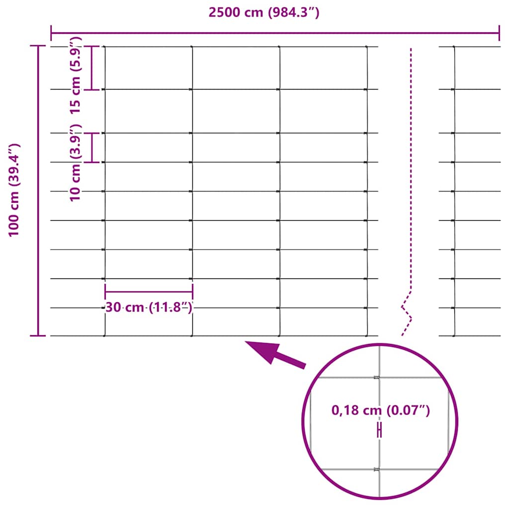 Ganyklų tvora Sidabro 25 x 1 m Galvanizuotas plienas