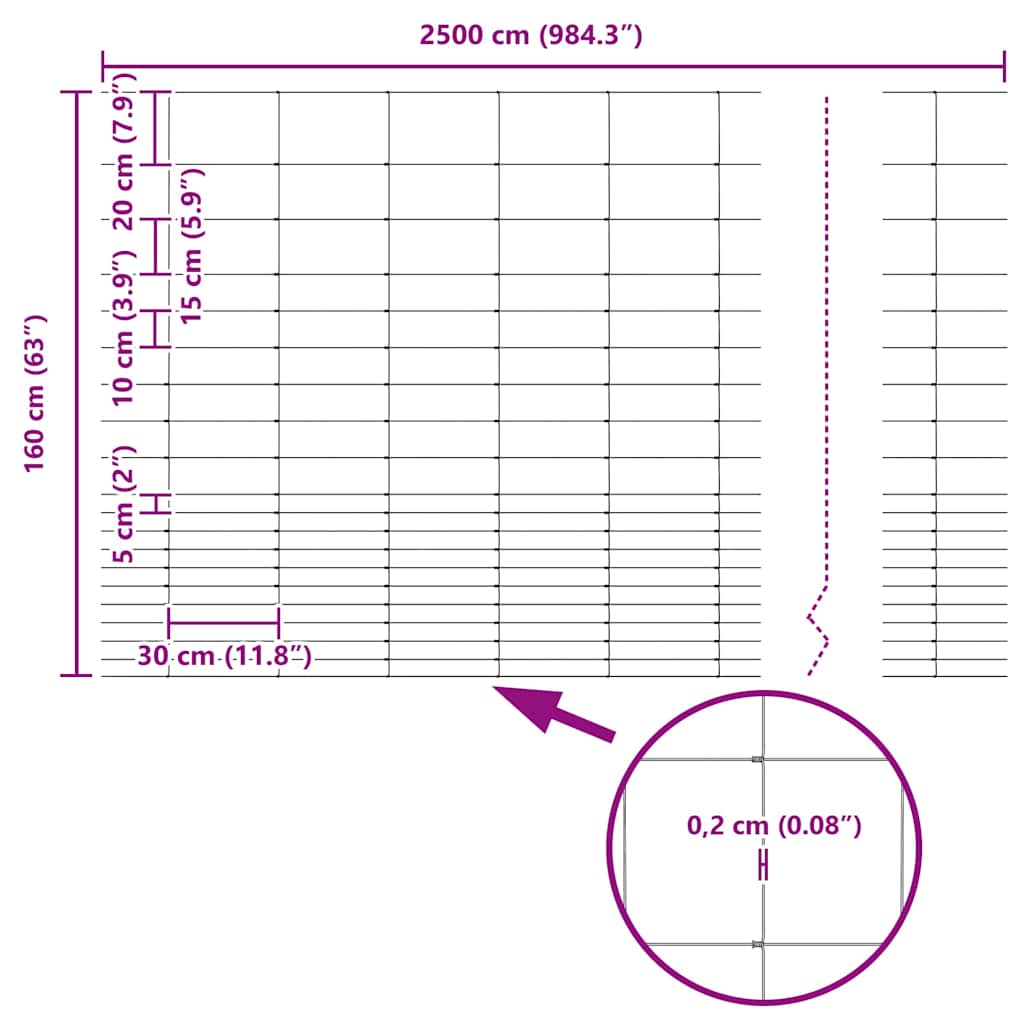 Ganyklų tvora Sidabro 25 x 1,6 m Galvanizuotas plienas