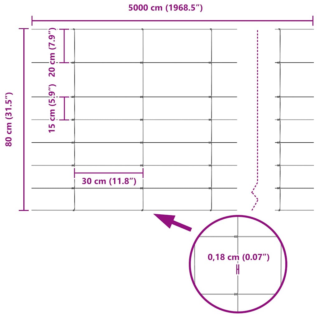 Ganyklų tvora Sidabro 50 x 0,8 m Galvanizuotas plienas