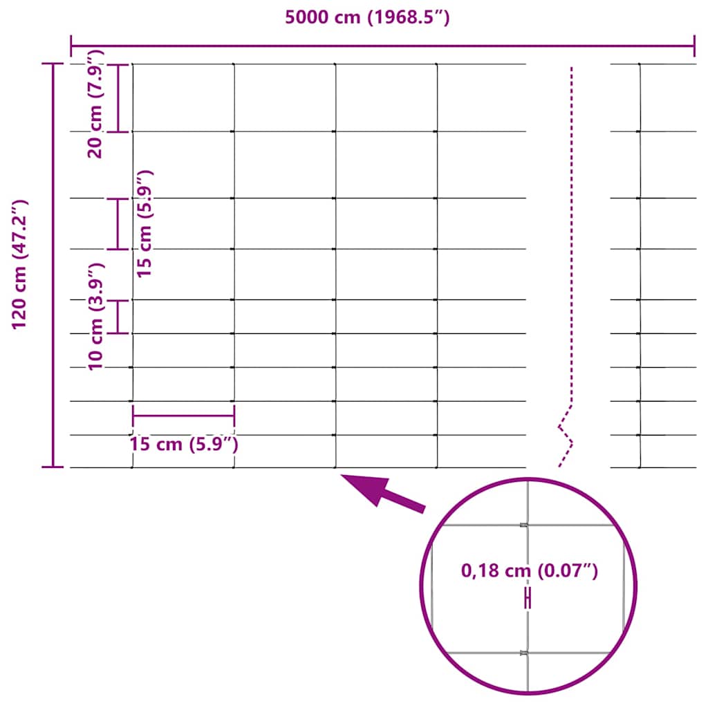 Ganyklų tvora Sidabro 50 x 1,2 m Galvanizuotas plienas