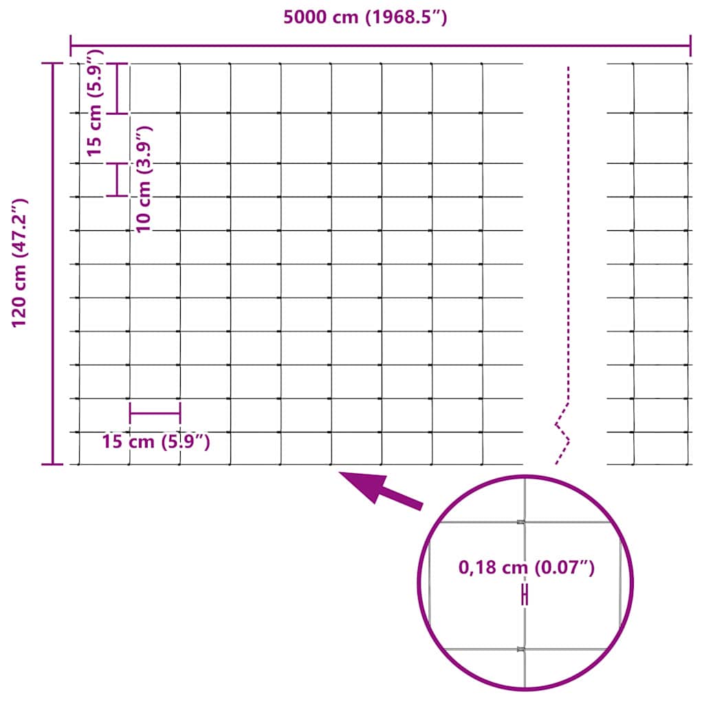 Ganyklų tvora Sidabro 50 x 1,2 m Galvanizuotas plienas