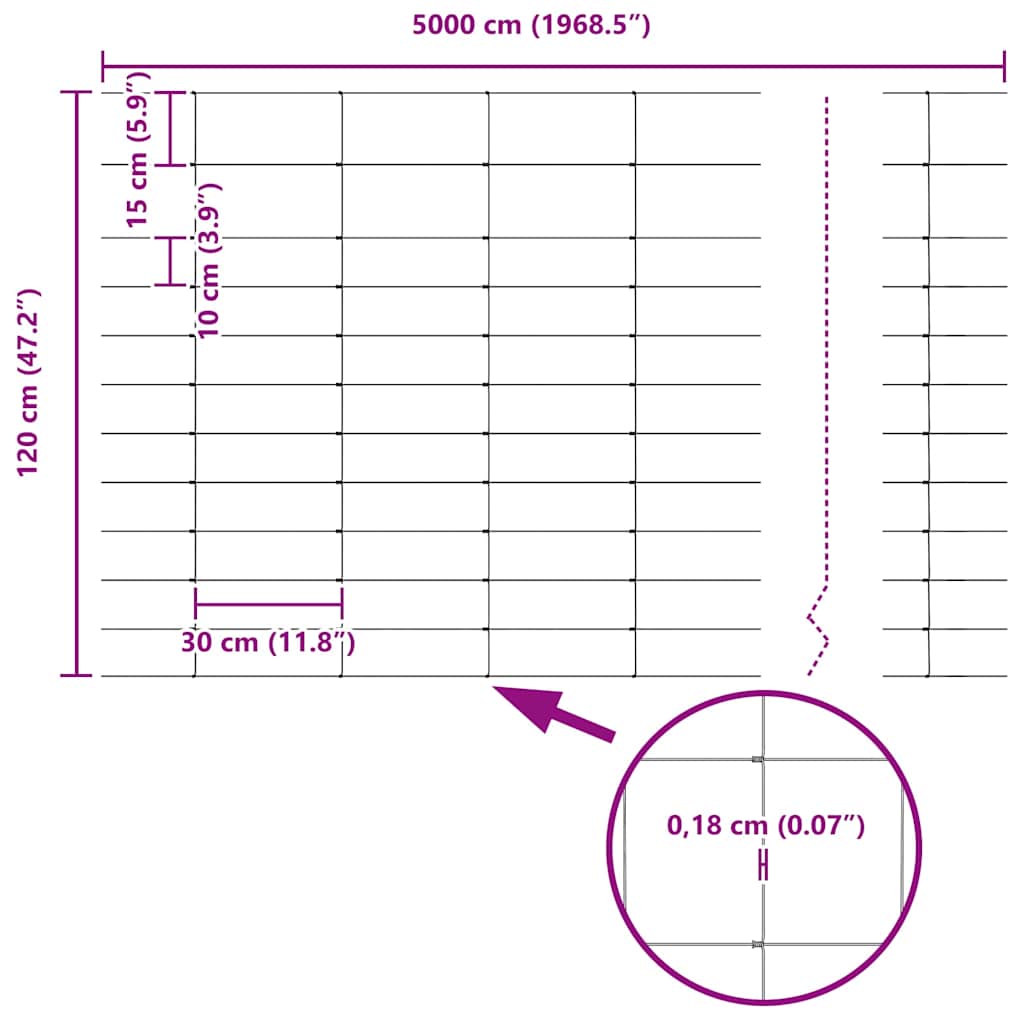 Pasture fence Silver 50 x 1.2 m Galvanized steel