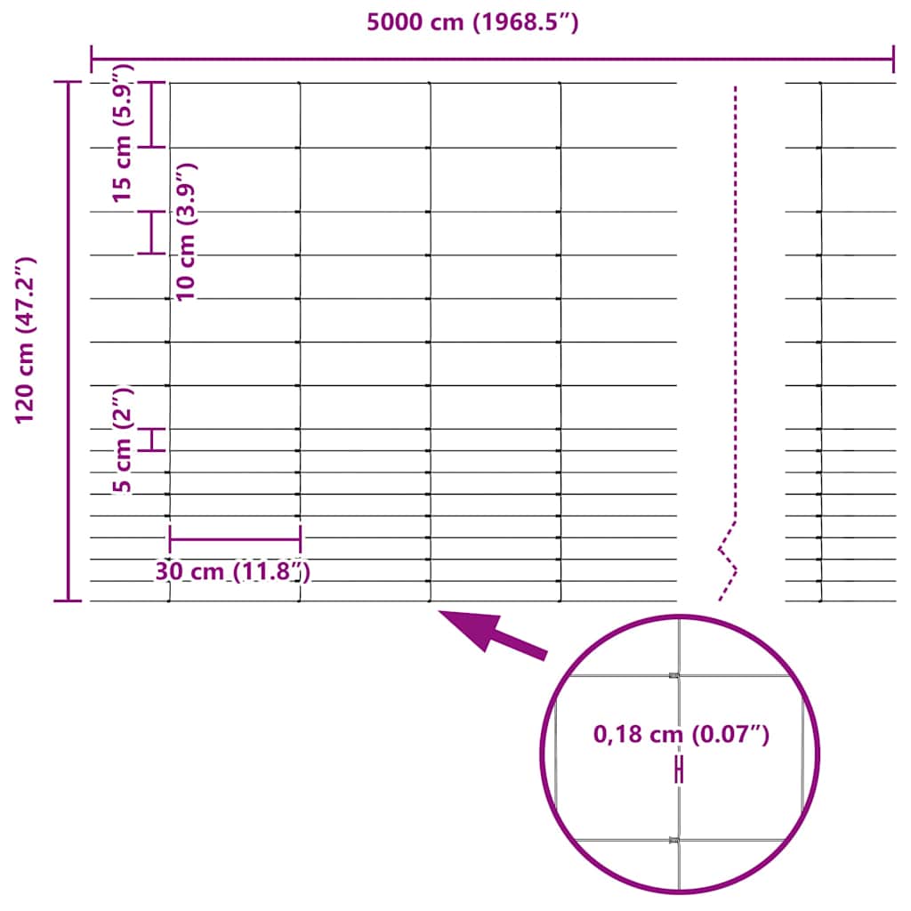 Ganyklų tvora Sidabro 50 x 1,2 m Galvanizuotas plienas