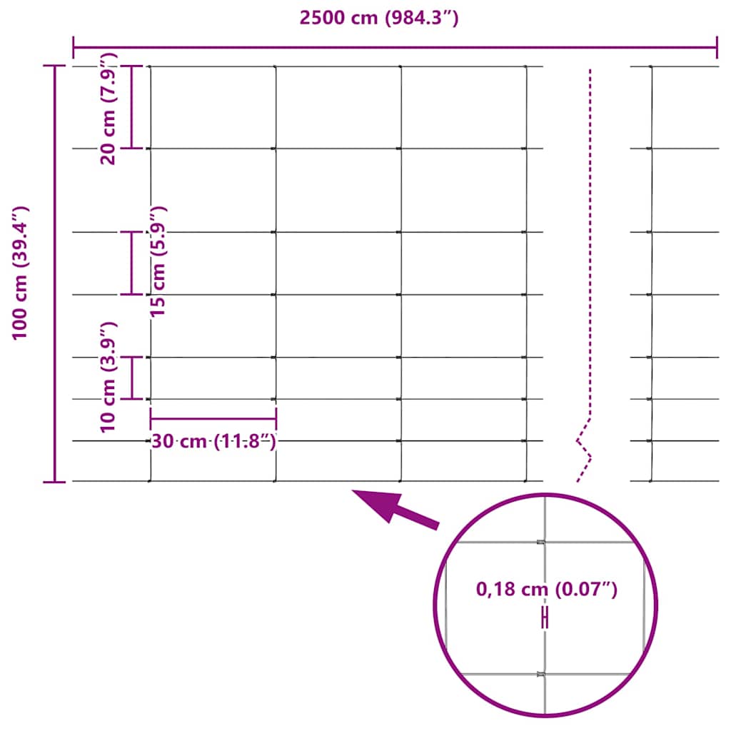 Ganyklų tvora Sidabro 100 x 1 m Galvanizuotas plienas