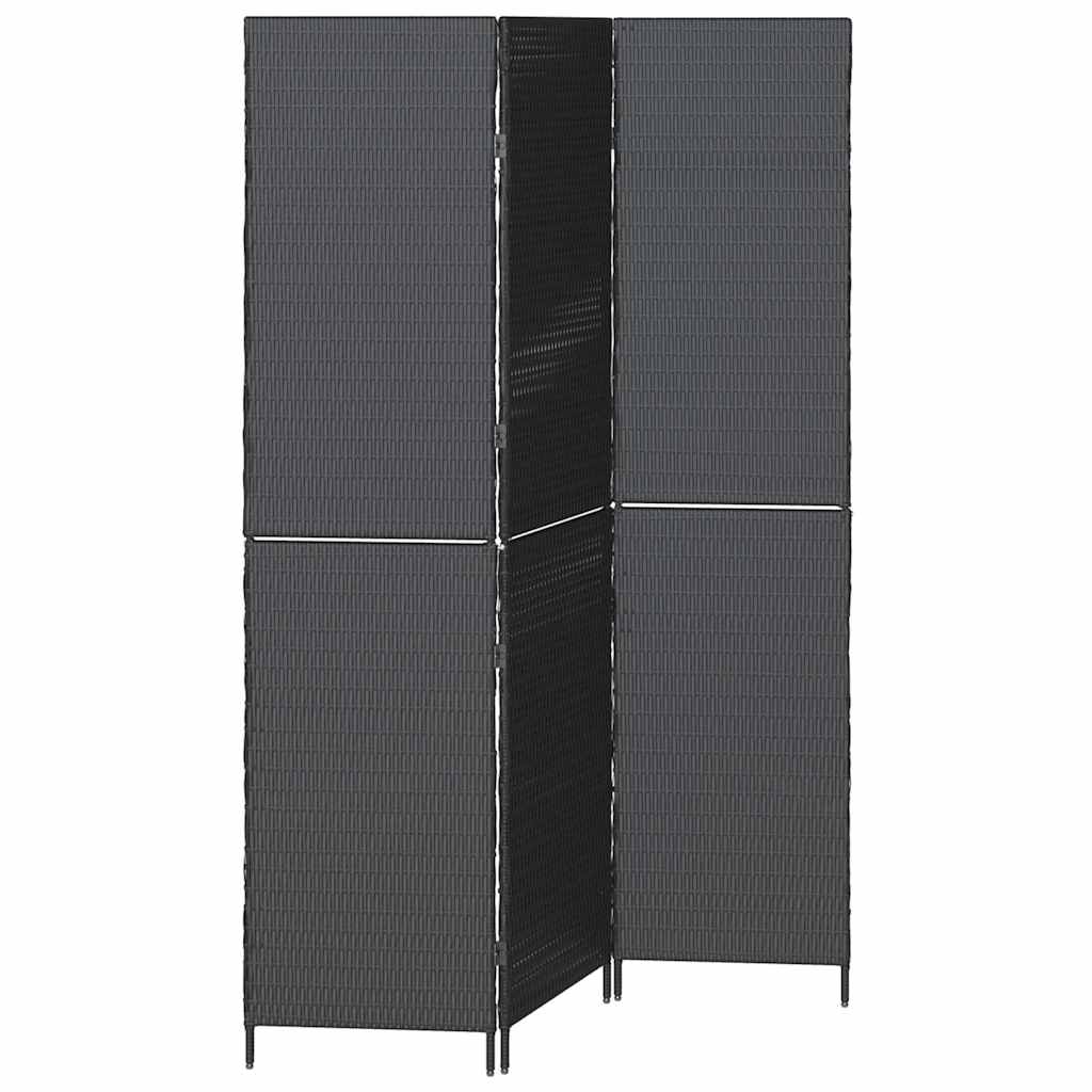 Kambario Skirtumas 3 Panelės Sulankstomos Juodos 146x180 cm Poliratanas