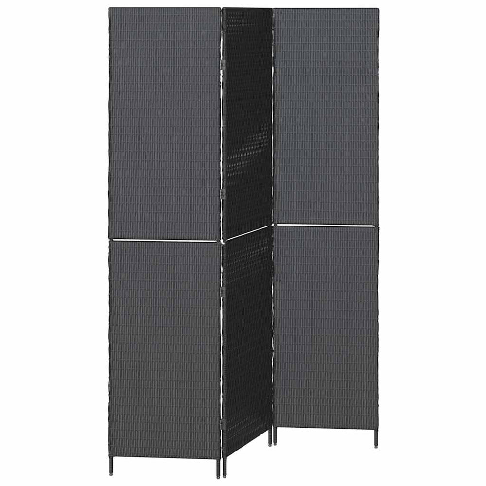 Room Divider 3 Panels Folding Black 146x180 cm Polyrattan