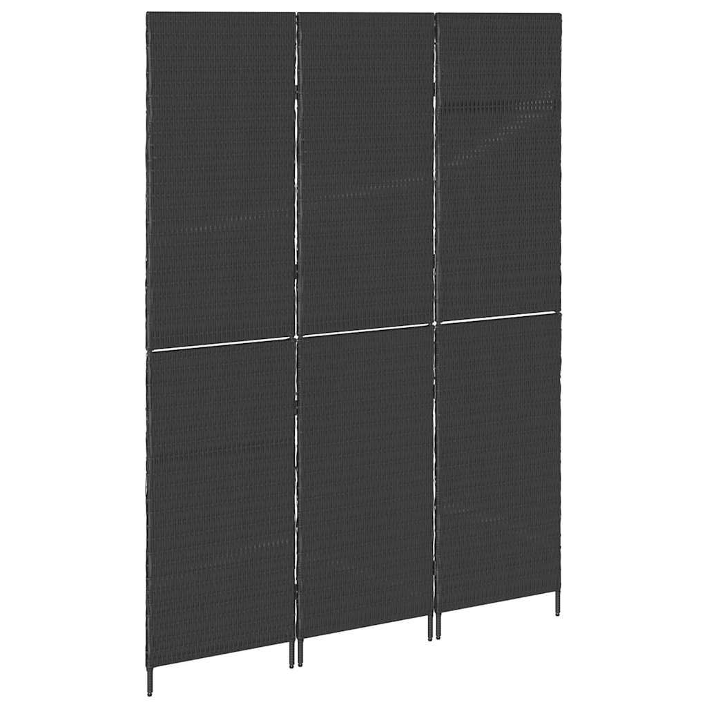 Kambario Skirtumas 3 Panelės Sulankstomos Juodos 146x180 cm Poliratanas