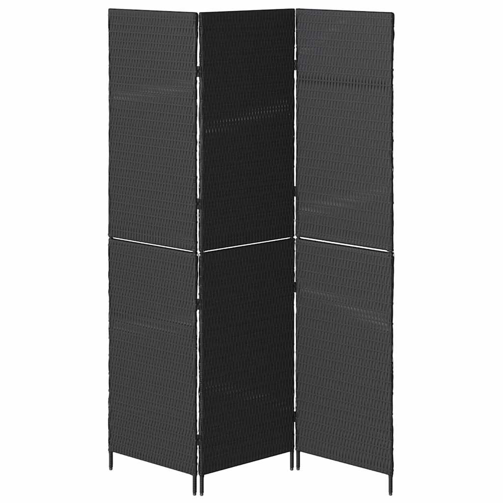 Kambario Skirtumas 3 Panelės Sulankstomos Juodos 146x180 cm Poliratanas