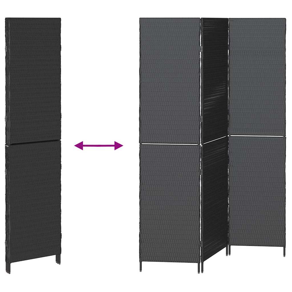 Kambario Skirtumas 3 Panelės Sulankstomos Juodos 146x180 cm Poliratanas
