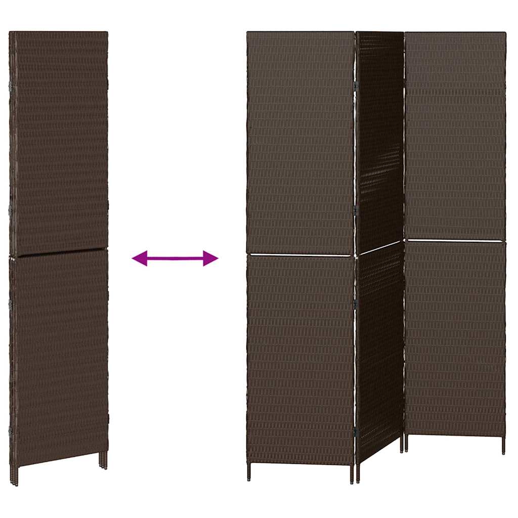 Kambario Separatorius 3 Paneliai Sulankstomas Rudas 146x180 cm Poli Ratanas