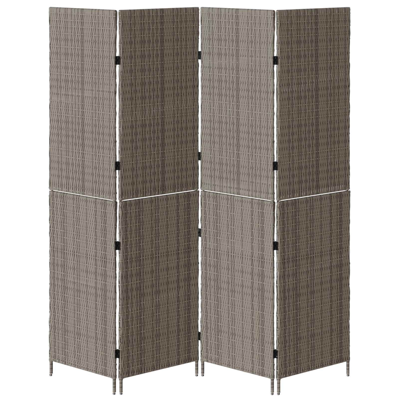 Kambario Pertvara 4 Paneliai Sulankstoma Pilka 195x180 cm Poli Ratanas