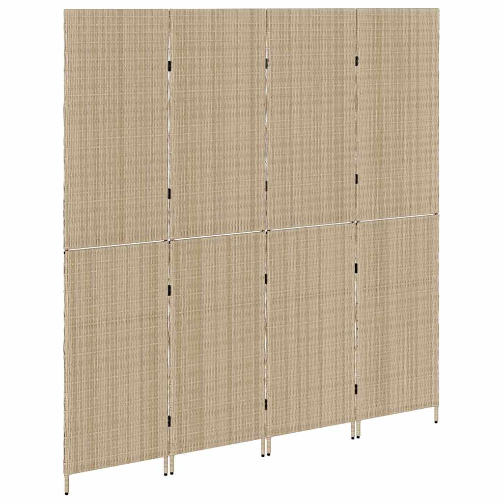 Kambario Skirstytuvas 4 Panelių Sulankstomas Beige 196x180 cm Poliratanas