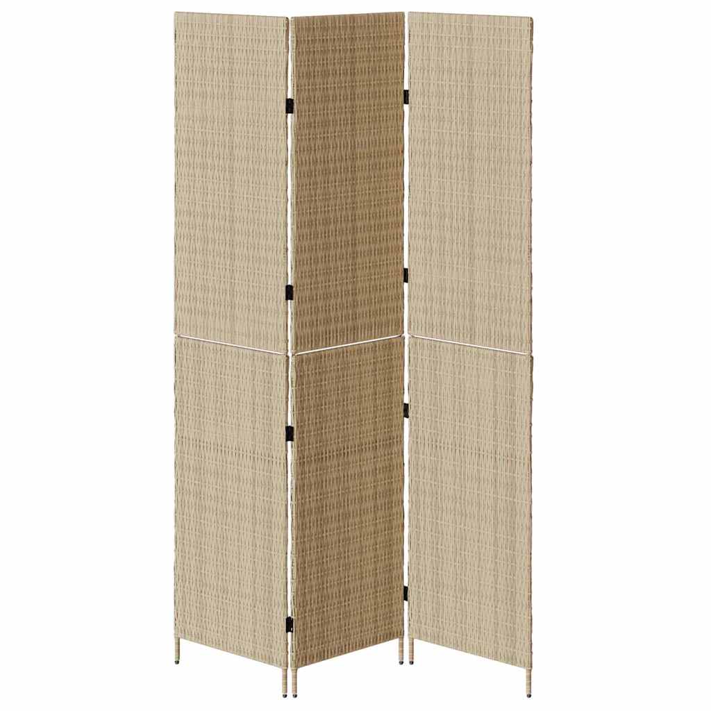 Kambario Skirstytuvas 3 Paneliai Sulankstomas Beige 146x200 cm Poli Ratanas