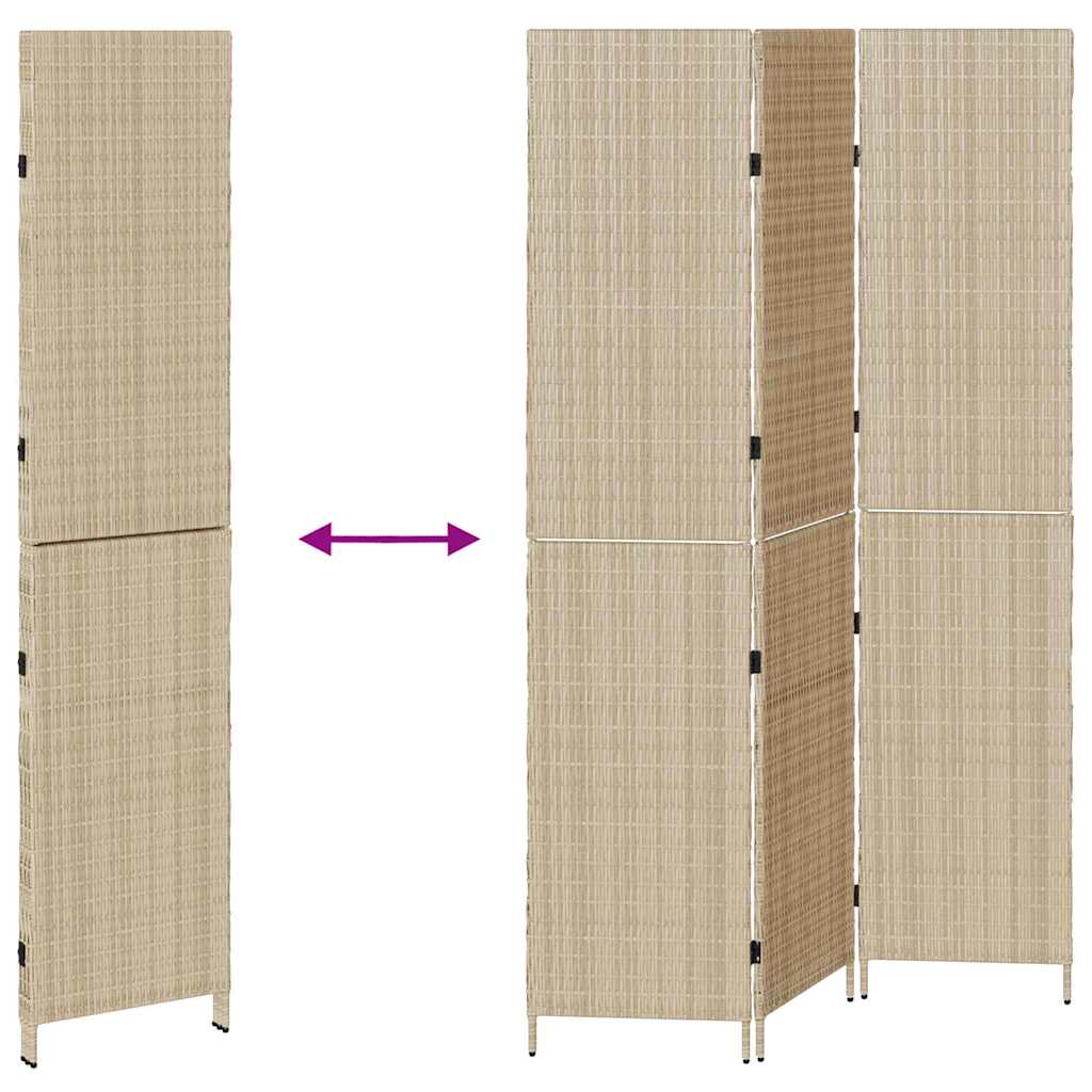 Kambario Skirstytuvas 3 Paneliai Sulankstomas Beige 146x200 cm Poli Ratanas
