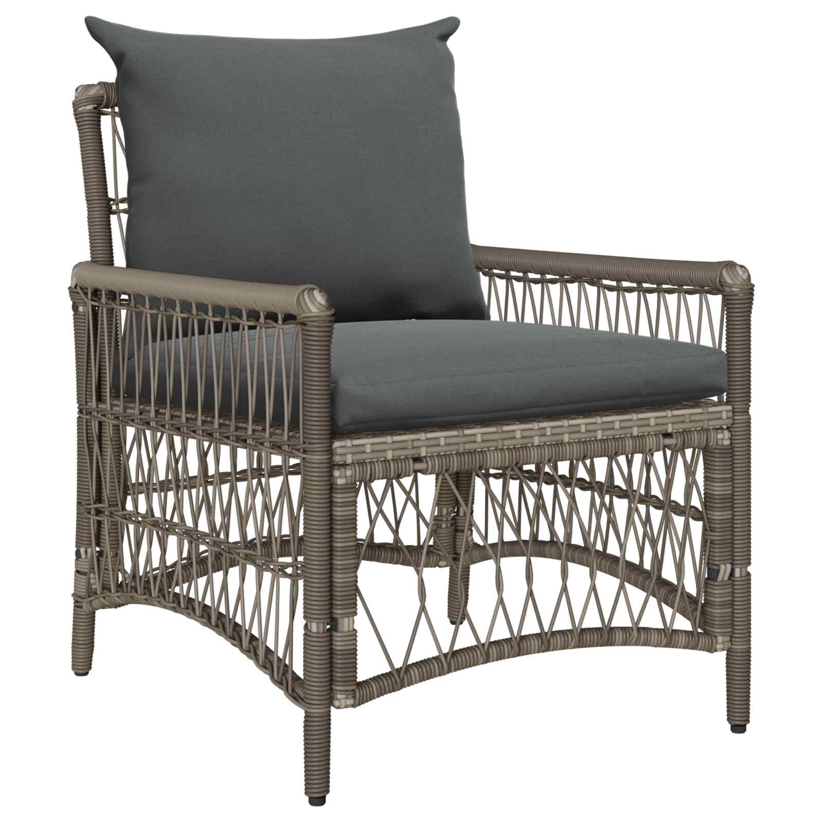 Garden Chair Grey 60 x 70 x 78cm poly rattan