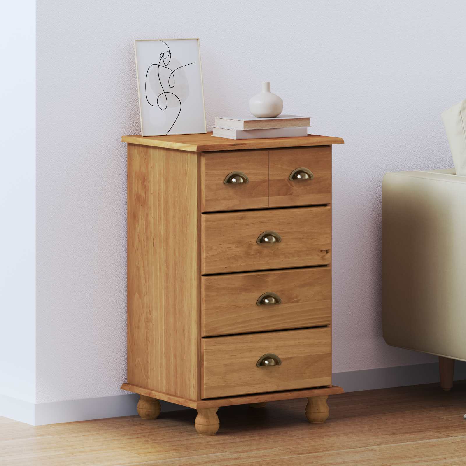 Chest of Drawers ASKIM Brown 45.8 x 40 x 79 cm Solid Pine Wood