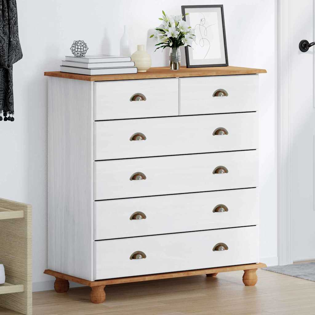 Komoda ASKIM Balta 91 x 40 x 95,5 cm Kietos pušies mediena