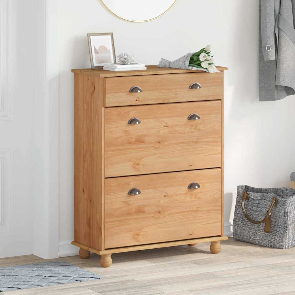 Shoe cabinet ASKIM Brown 85 x 35 x 108 cm Solid pine wood