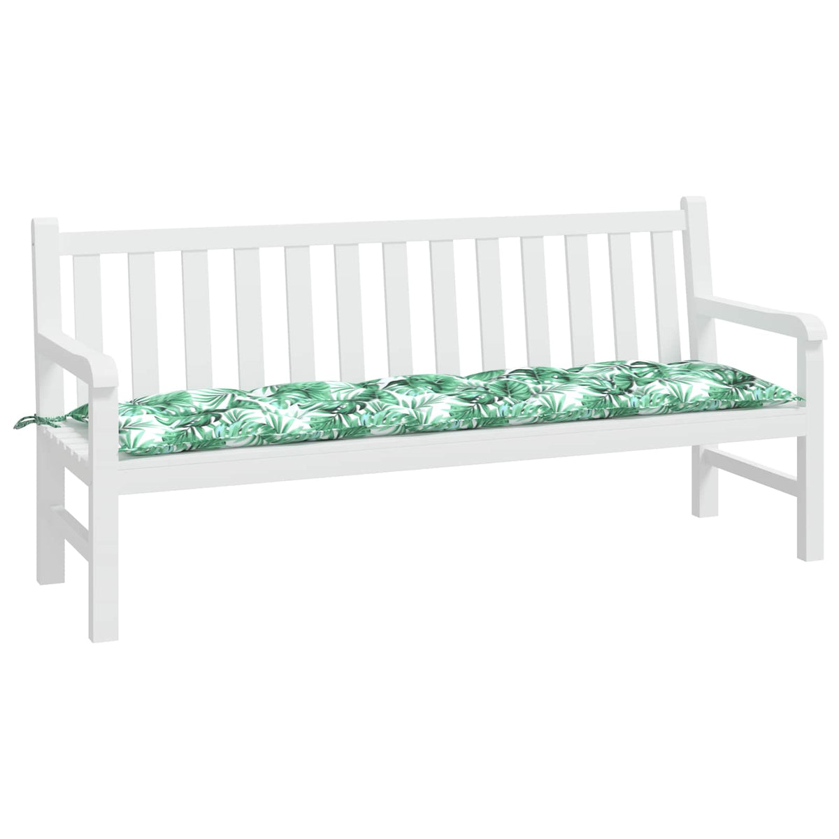Garden bench cushion, 180x50x7cm, fabric, with leaves