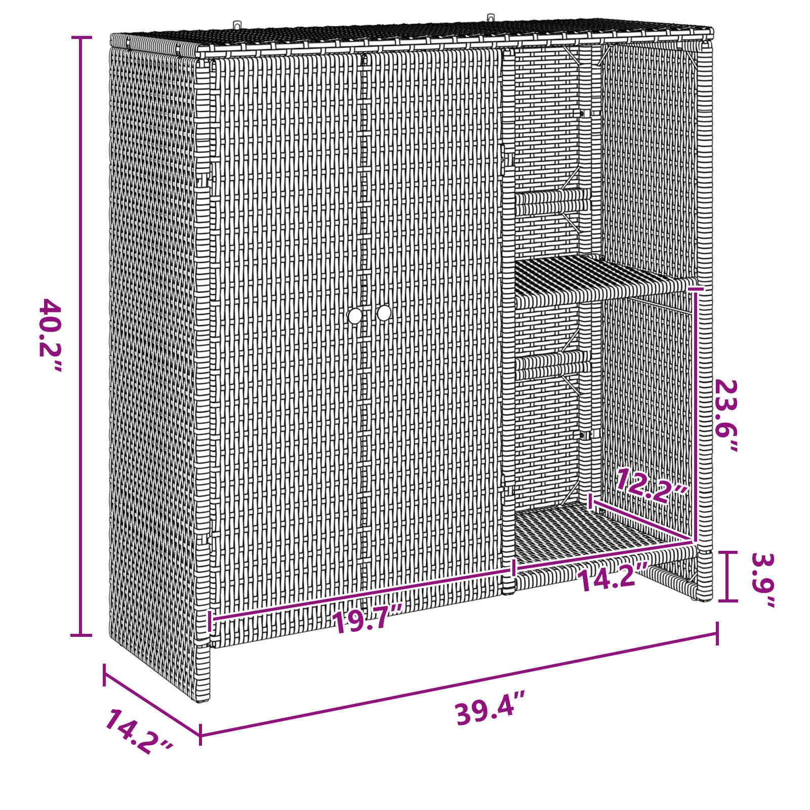 Oppbevaringsskap su saugykla Pilka 100 x 36 x 102 cm Ratanas