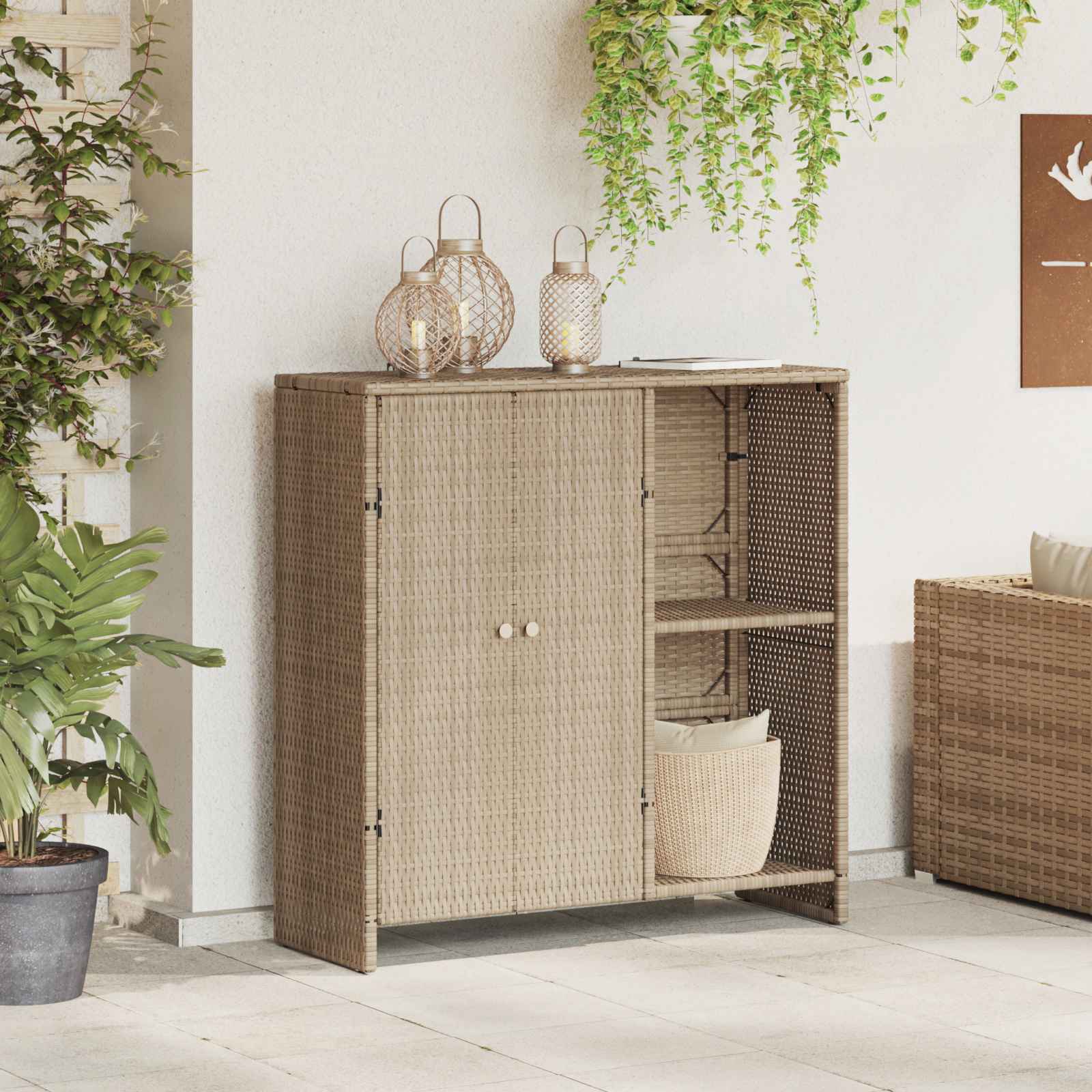 Uzglabāšanas skapis ar glabātuvi Smėlio 100 x 36 x 102 cm Rotangs