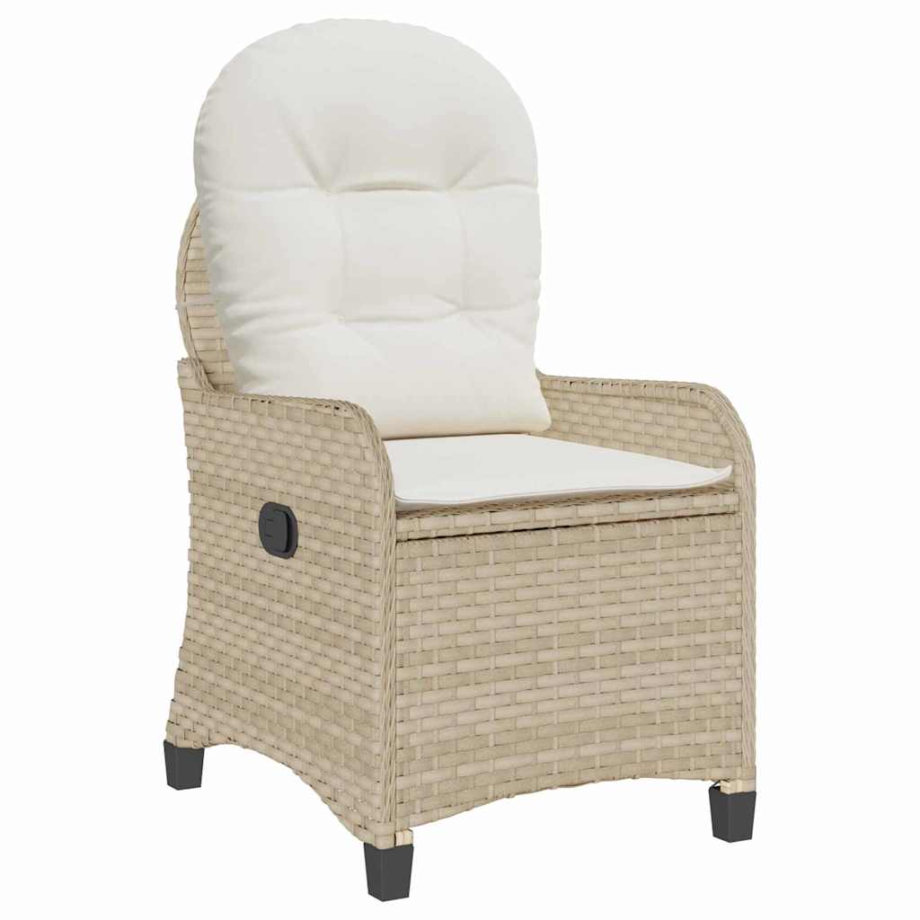 Reclining Chair with Cushion Beige Poly Rattan