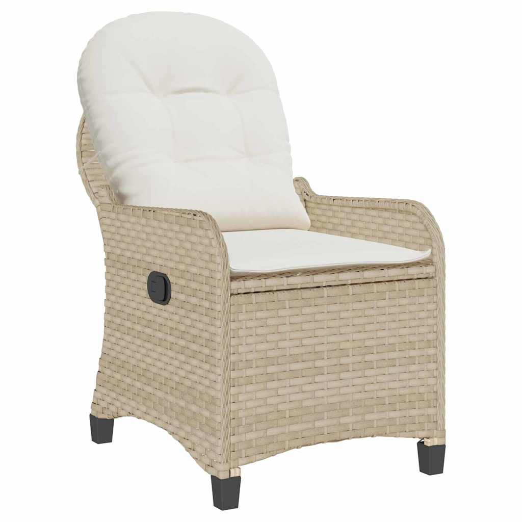 Reclining Chair with Cushion Beige Poly Rattan