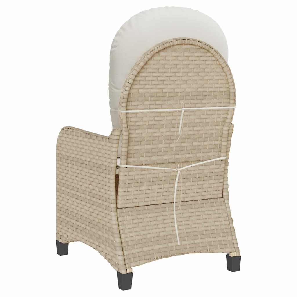 Reclining Chair with Cushion Beige Poly Rattan