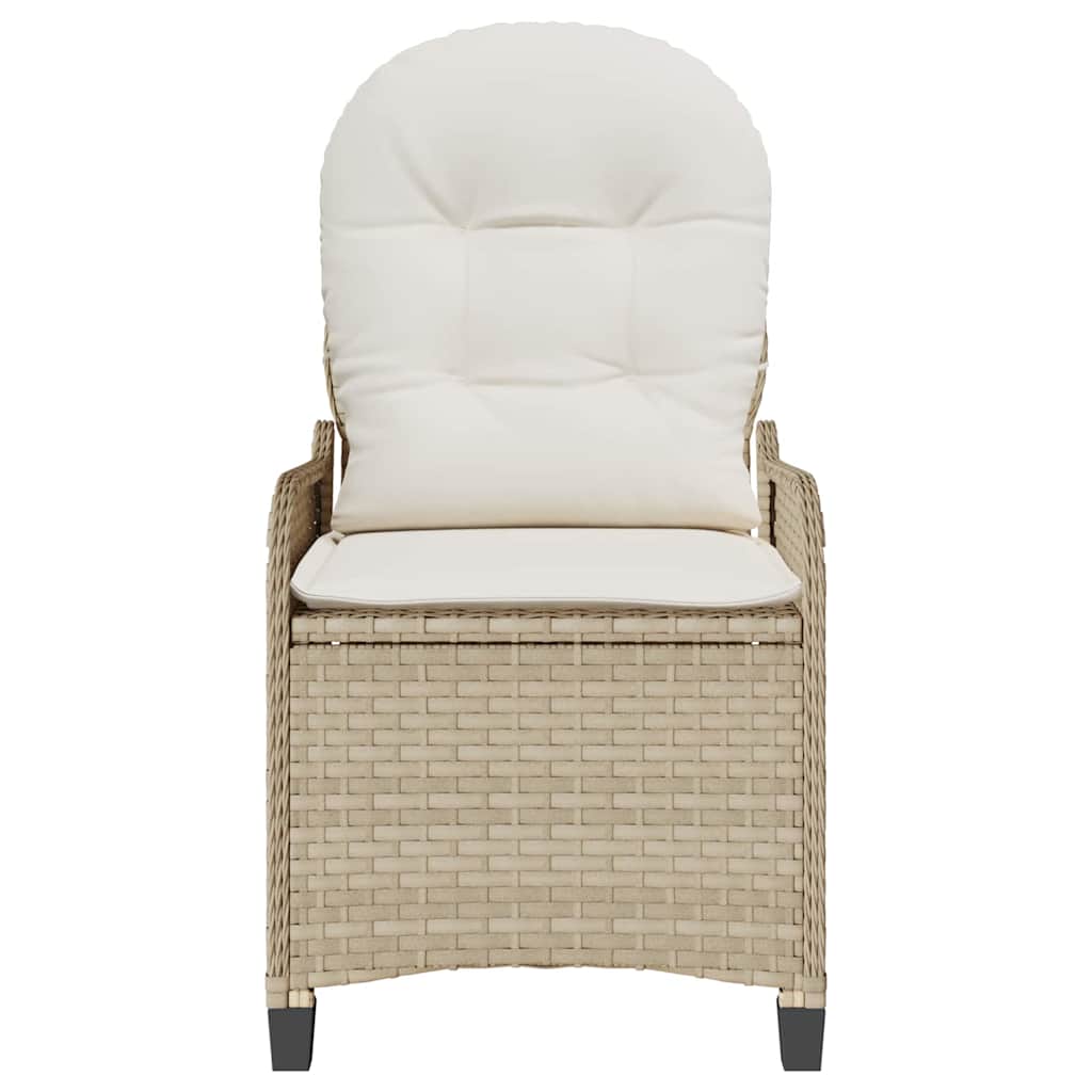 Reclining Chair with Cushion Beige Poly Rattan