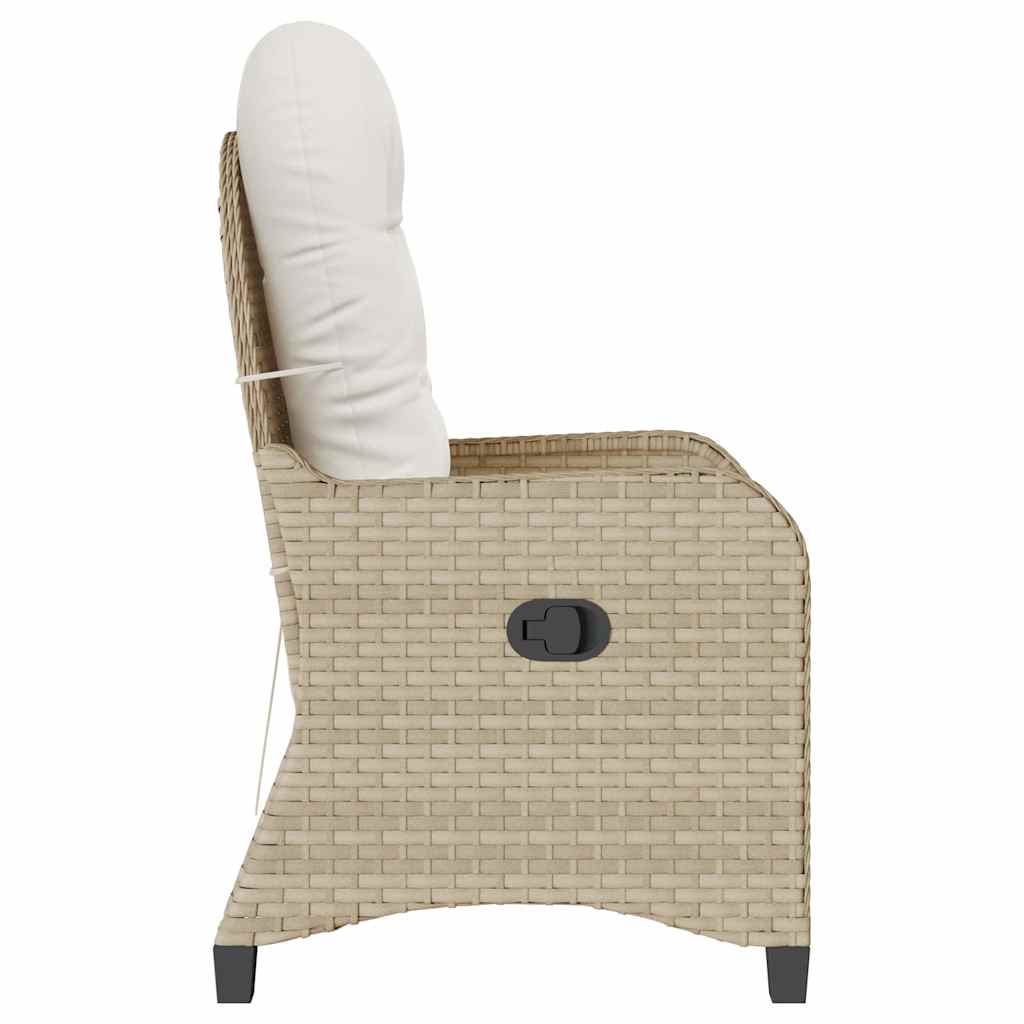 Reclining Chair with Cushion Beige Poly Rattan